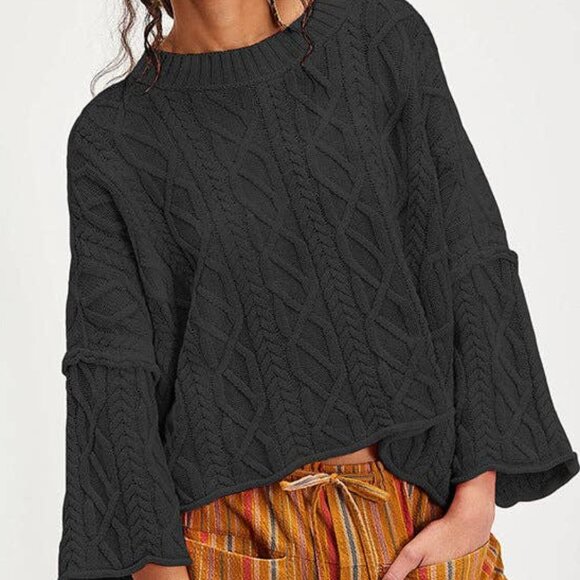 The Haven Cable Knit Sweater – Black - Picture 1 of 2